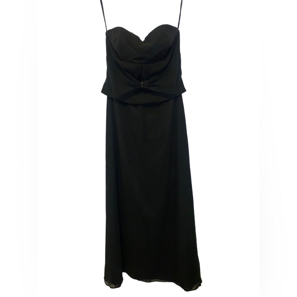 Vintage Jordan Black Strapless/ Halter Chiffon Maxi Gown Dress Size 8